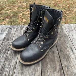 Carolina Mens CA8823  Elm 8" Waterproof Logger Work Boots Shoe Size 8 D Black